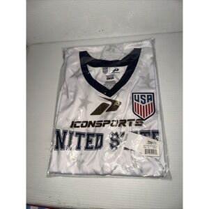 Icon Sports USA U.S. Soccer White V-Neck Short Sleeve  Jersey Size XL NEW
